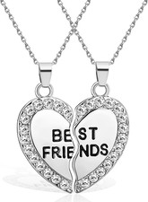 Friendship Necklace, Half Heart Shaped Best Friend Necklaces for 2 Girls, Dainty