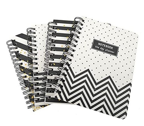4 Pack A6 Spiral Notebook Journal,Wirebound Ruled Sketch Book Notepad Stripe
