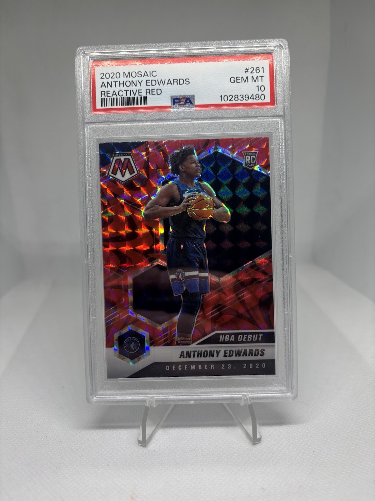2020-21 Mosaic Anthony Edwards Reactive Red PSA 10 Rookie (RC) #261 - Twolves