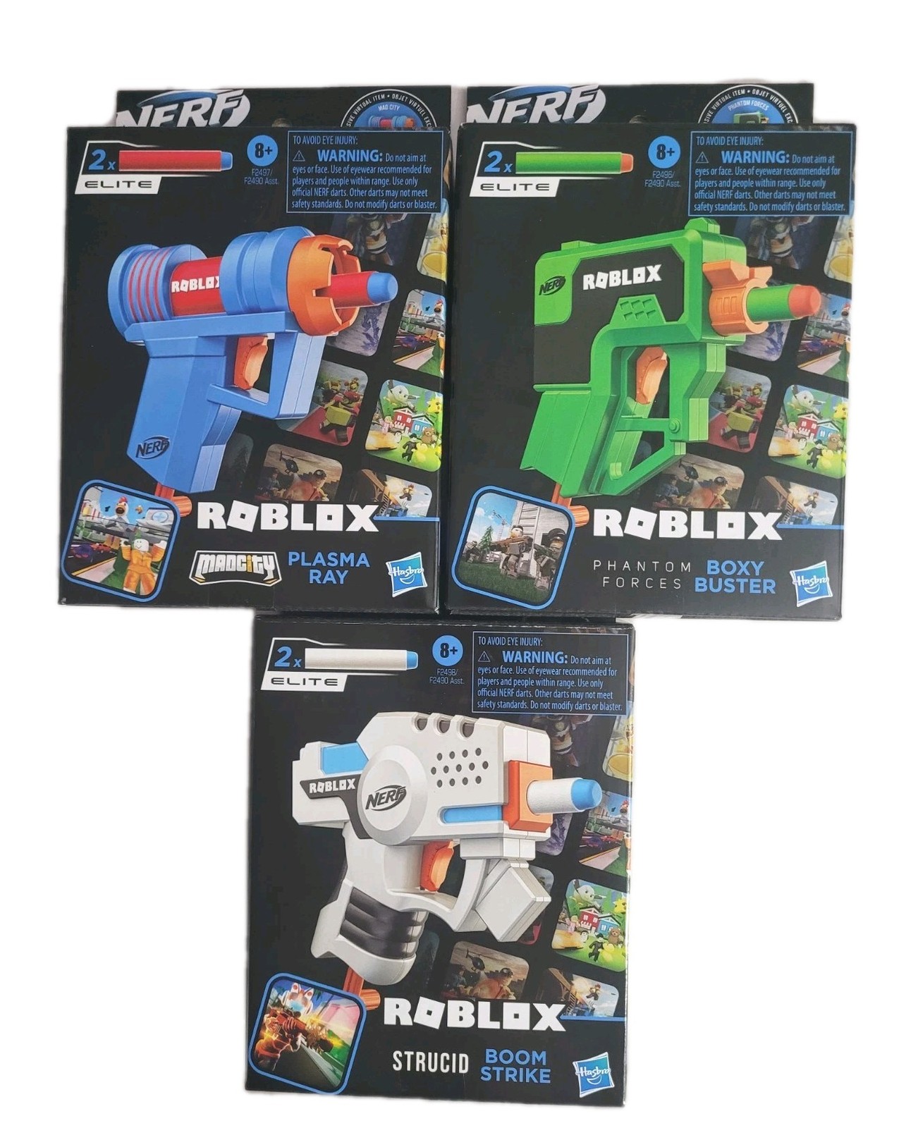 NERF Roblox MicroShots 3 Pack Plasma Ray Boxy Buster Boom Strike NEW Gift