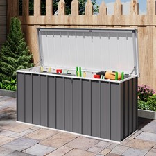 580L Lockable Metal Storage Box Garden Patio Tool Box In/Outdoor Organizer Shed