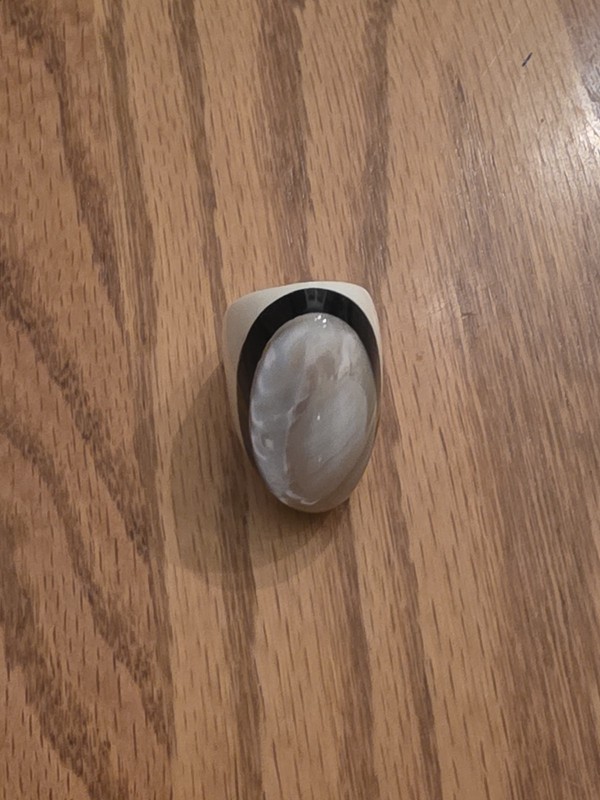 Statement Resin Dome Ring In Cream and Black Size 7