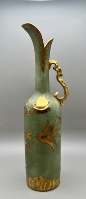 Antique Austrian Art Nouveau Porcelain Pitcher flowing natural forms gilded flor