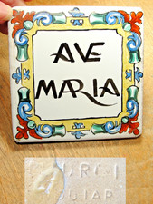 Antique /Vtg Murcia Mudejar Ave Maria Spanish Tile Hand Painted Made in Spain
