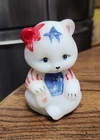 Fenton Bear 2001 Stars and Stripes Hand Painted & Signed M. Nutter