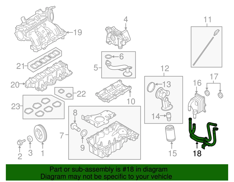 Conjunto de manguera de enfriador de aceite de motor original Ford 2009-2019 BA8Z-6A715-A Foto 2 de 3