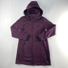 Kenneth Cole Reaction Womens Hooded Coat Purple Mid Length Medium Removable Hood