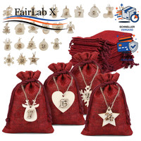 JutesäCkchen Adventskalender 24 StüCk Mit Zahlen HolzanhäNger 10X14 Cm