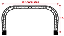 BLACK TRUSS ARCH KIT 16FT Span Mobile Portable DJ Lighting System Rounded Metal 