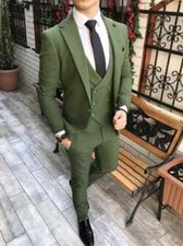 Men's 3 Piece Suit Elegant Green Wedding 3 pc Suit Set Slim fit Single Breasted