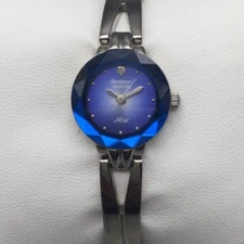Armitron Now Diamond Watch Women 19mm Silver Tone Blue New Battery 5.75"