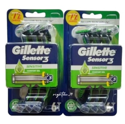 Gillette Sensor 3 Sensitive Einwegrasierer mit Aloe Vera - 2er Pack à 6 Rasierer
