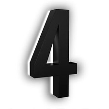 5" LED House Numbers ABS Backlit 2700K Modern Address Numbers 4 Black