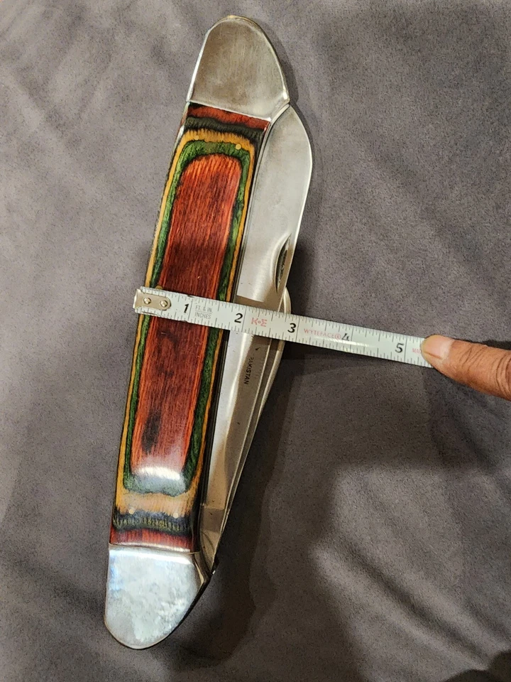 Винтажный из нержавеющей стали служанка 3 лезвия тяжелый нож - 12 сложенный, 20 дюймов в длину - Изображение 3 из 4