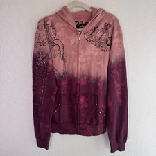 Key Closet Jacket Mens Medium Swarovski Elephant Tie Dye Zip Up Y2K Art Grunge