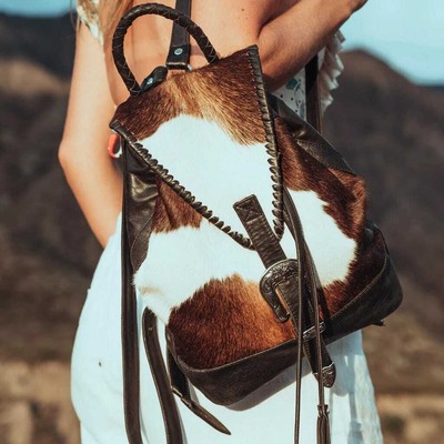 cowhide backpack purse