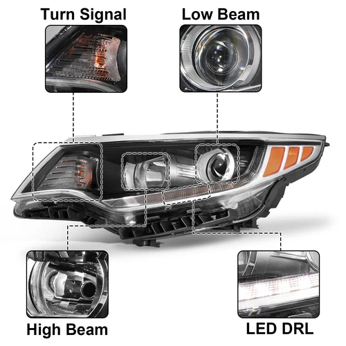 For 2016 2017 2018 Kia Optima LED DRL Headlights w/ Bulbs Headlamps Left & Right - Picture 5 of 21