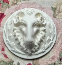 New! Antique Ram's Head Center   Architectural Pediment Furniture Applique