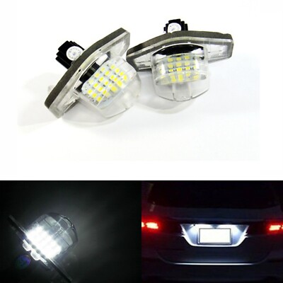 2x White 6000K 18-SMD LED License Plate Lights For Honda Civic/Fit/CR-V/Odyssey