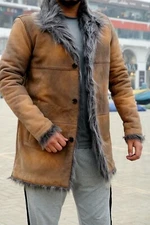 Toscana shearling long coat, fox fur premium quality long coat, genuine leather