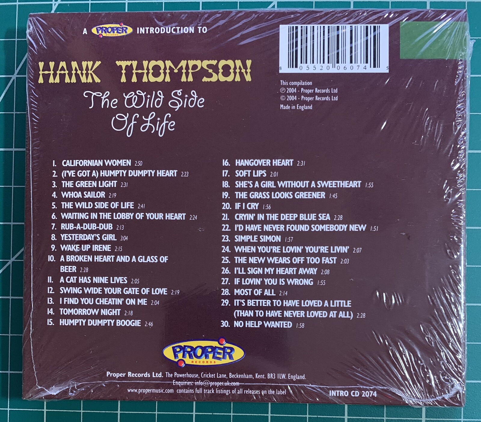 A Proper Introduction to Hank Thompson: The Wild Side of Life Cd NEW ...