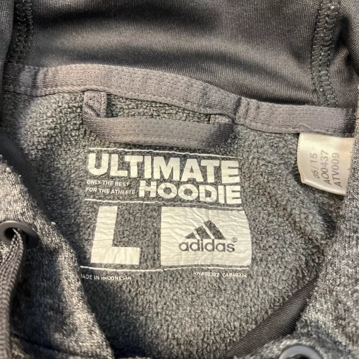 Adidas Sweatshirt Mens Large Gray Ultimate Hoodie Pull over Front Pocket