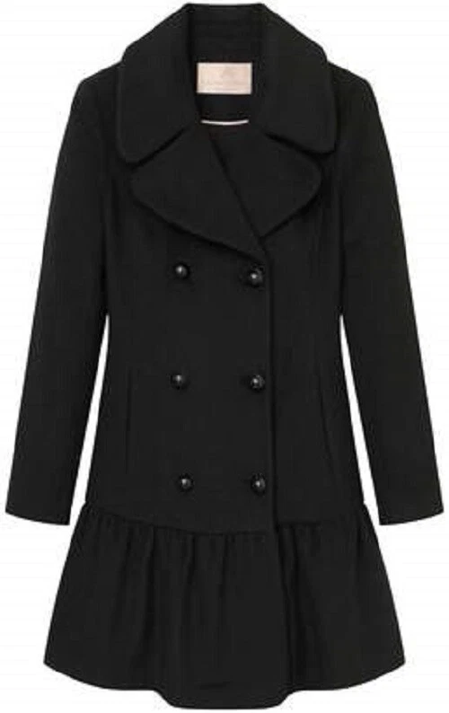 Gal Meets Glam Amanda Black Coat Double Breasted Ruffle Peplum Hem SZ XS NWT - Image 3 of 3