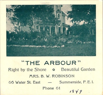 1949 The Arbour Summerside PEI Vintage Tourist Accommodation Advertising
