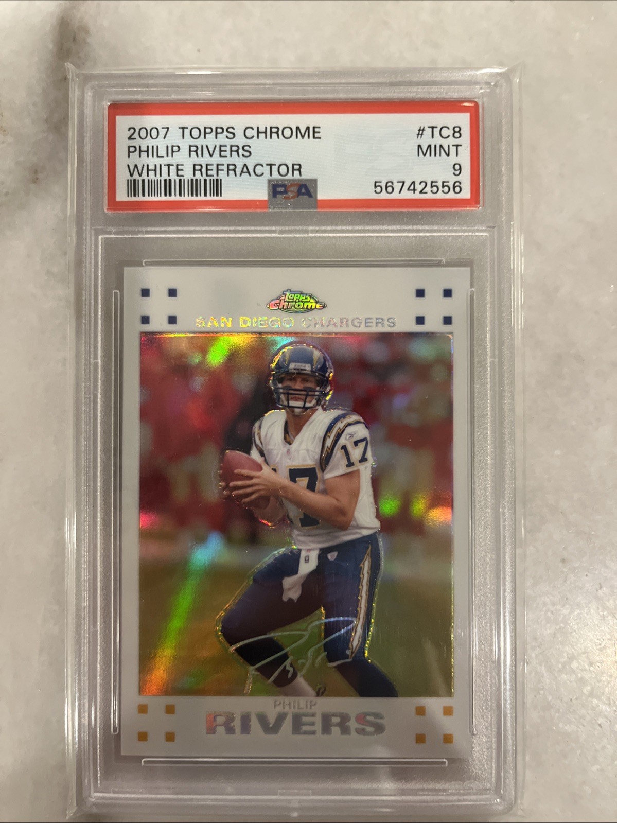 2007 Topps Chrome - Philip Rivers #TC8 White Refractor /869 PSA 9