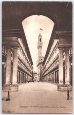 Firenze Uffizi Portico Palazzo Vecchio Italy Postcard Ballerini & Fratini