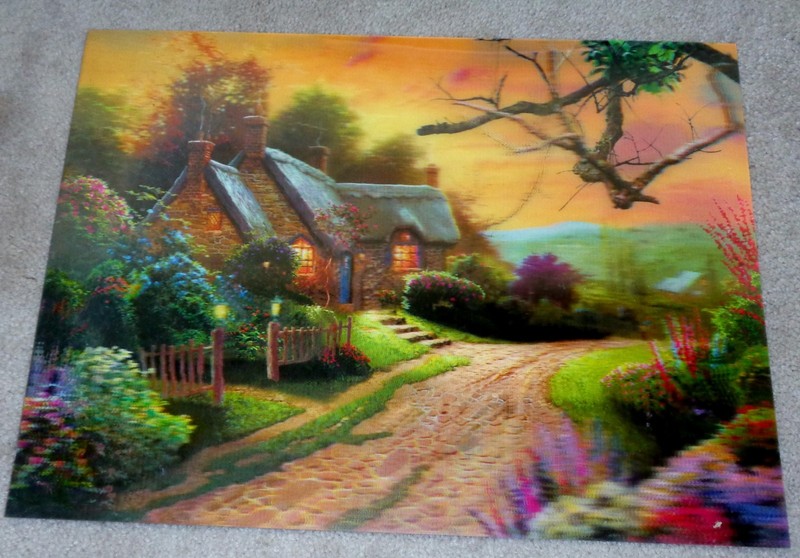 3D Cottage Wall Art – 12x16 – Countryside Garden Scene – Textured Dimensional