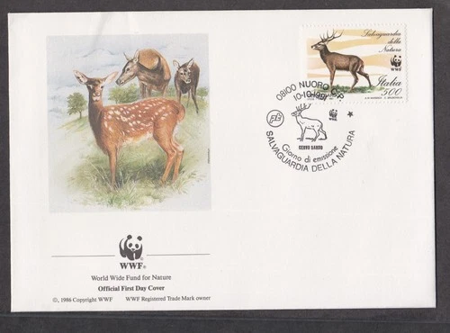 ITALY 1991 2 FIRST DAY COVERS WWF WORLD WILDLIFE FUND BEAR DEER + CACHET