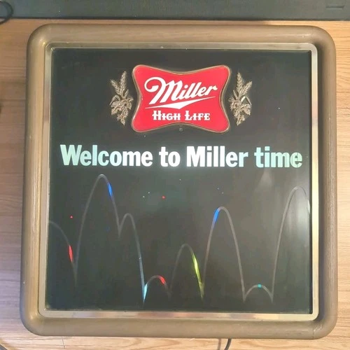Vintage Miller High Life Beer Bouncing Ball Lighted Motion Sign 16" x 16" *READ*