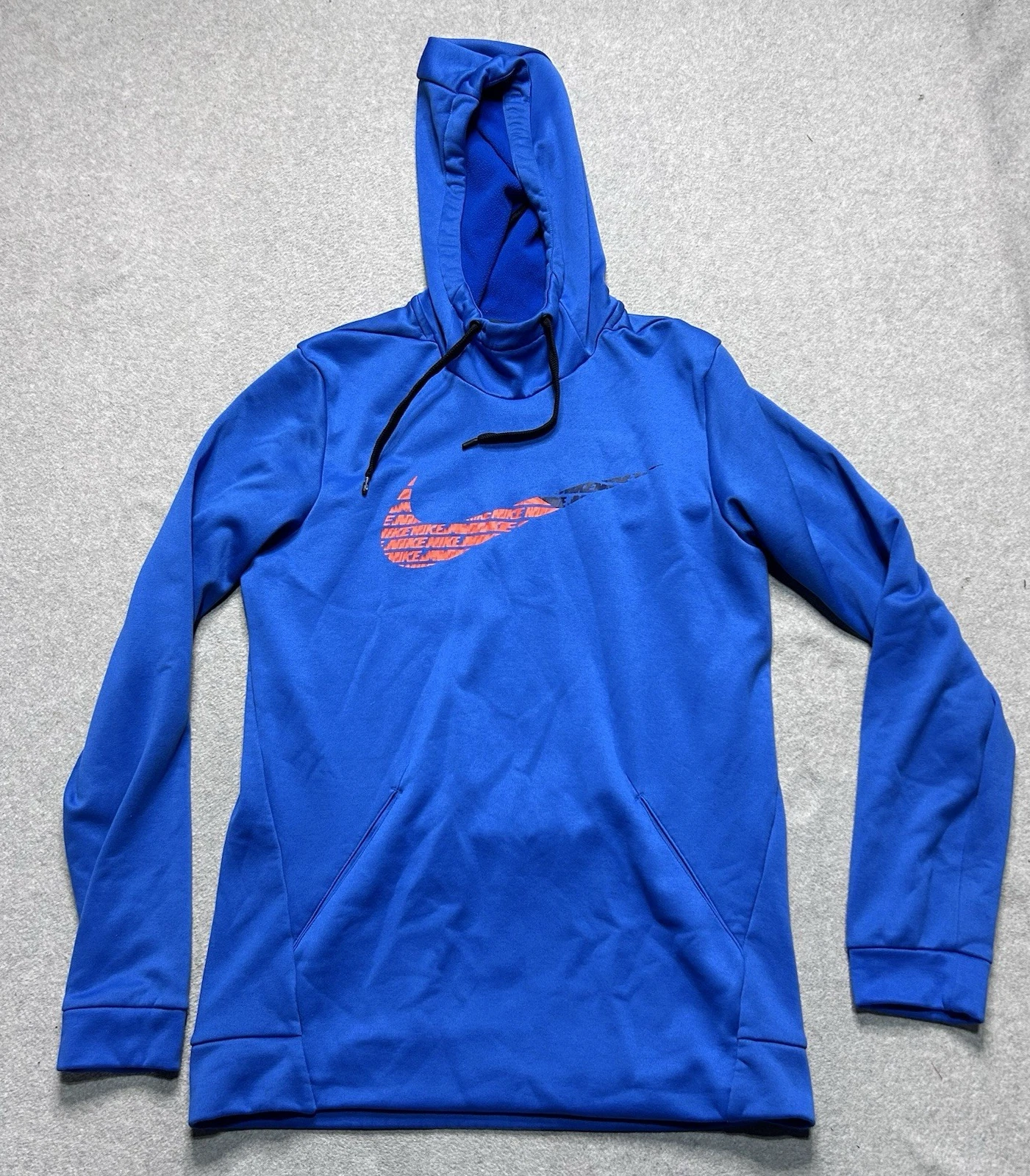 Nike Therma Fleece Hoodie Sweatshirt Mens Small Blue Dri Fit Swoosh