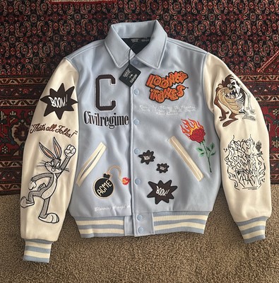 Civil Regime looney tunes varsity Jacket in pale blue butter Size
