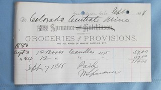 1888 Georgetown Colo. Spruance Groceries & Miners Supplies Billhead Mine Candles