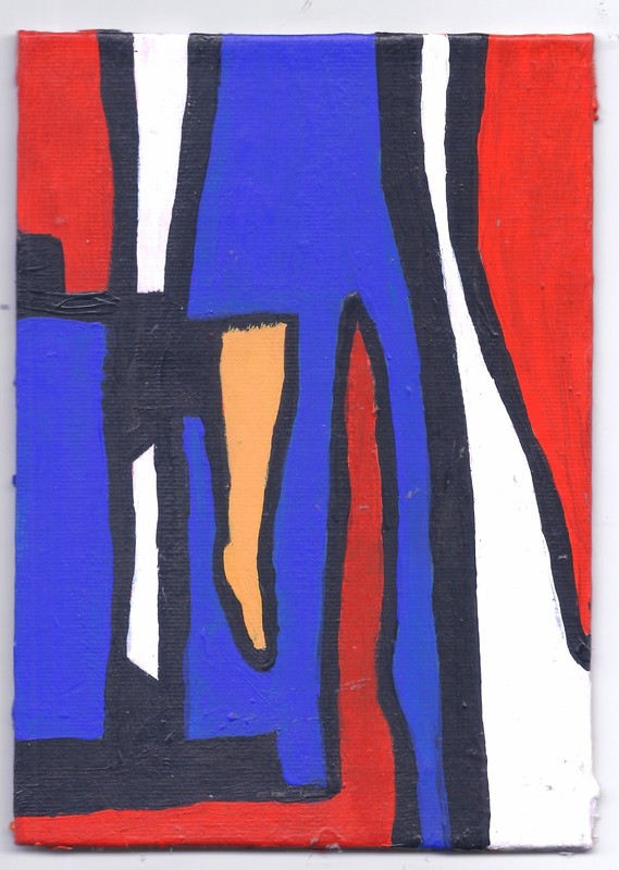 LEG IN SPACE Painting 5x7 Abstract Dada Surrealism Acrylic Canvas