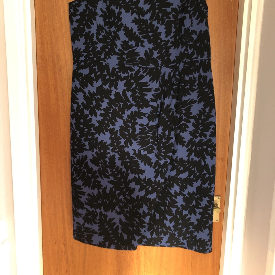 Hobbs Ladies Blue & Black Floral Smart Occasion Evening Party Date Work Dress,16 - Image 4 of 4