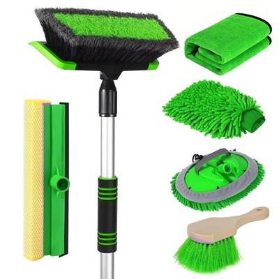 62'' Car Wash Brush Kit  Long Handle, ScratchFree Bristles, Mop & Squeegee