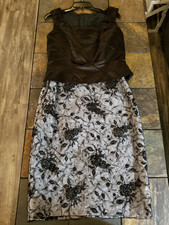 Women's Formal Dress Size M Sleeveless Black Top with Lace Overlay on Skirt Part