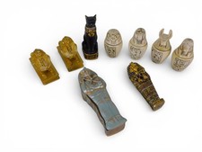 Vintage Egyptian Resin Figurine Set Sarcophag...