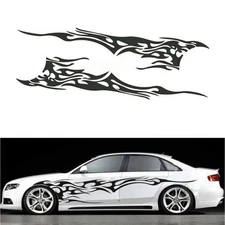 2Pcs Black Flame Graphics Car SUV Decal Vinyl Graphics Side Body Stickers Decals