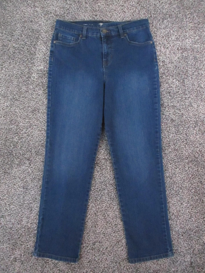 Pantalones de mezclilla Style & Co para mujer 10P azul pierna recta elásticos tiro medio 29x26 Foto 2 de 4