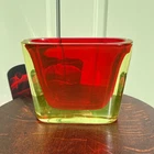 MURANO ITALIAN ART GLASS VASE VINTAGE CASED SOMMERSO VASELINE URANIUM ITALY