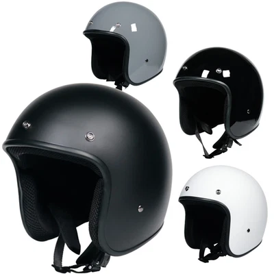 ORZ Casco da moto - jet, cafe racer, DOT certificazione, casco aperto 3-4, retrò
