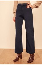 Reformation Women  s Jane Wide Leg Pants Navy Blue Size 27 High Rise Stretch