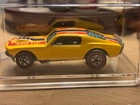 Hot Wheels Redline "75" Yellow Mustang Stocker Blue &Red Tampo Restored