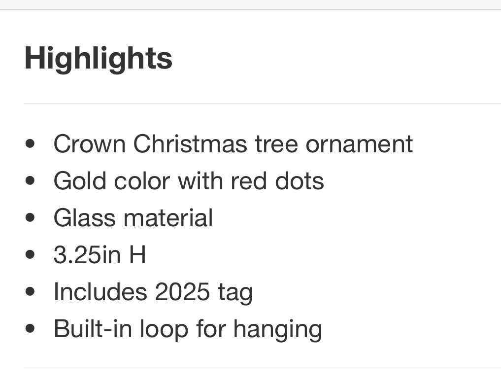 John Derian x Target Glass Gold Crown Ornament Christmas 2025 