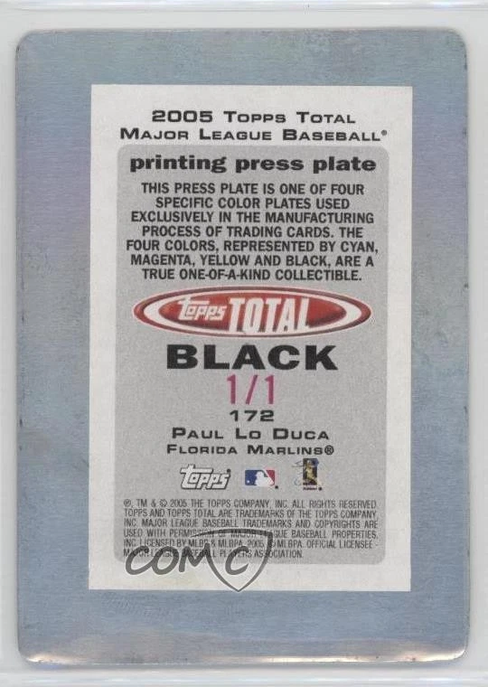 2005 Topps Total Printing Plate Black Back 1/1 Paul Lo Duca #172 2h1 - Image 2 of 3
