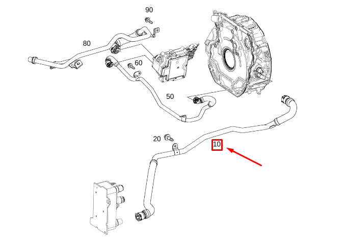 MB GLE W167 Starter-Slternator Transm. Cooler Feed Line A2562031700